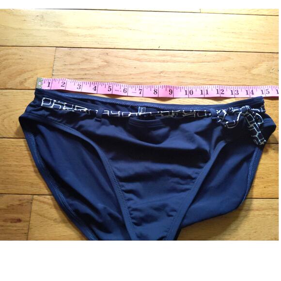 Nautica Navy Blue Bikini Set Geometric Print Halter Triangle Top Medium Swimwear - Picture 6 of 7